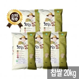 [산지직송 무료배송][황금눈쌀] 찹쌀 20kg (4kg x 5)